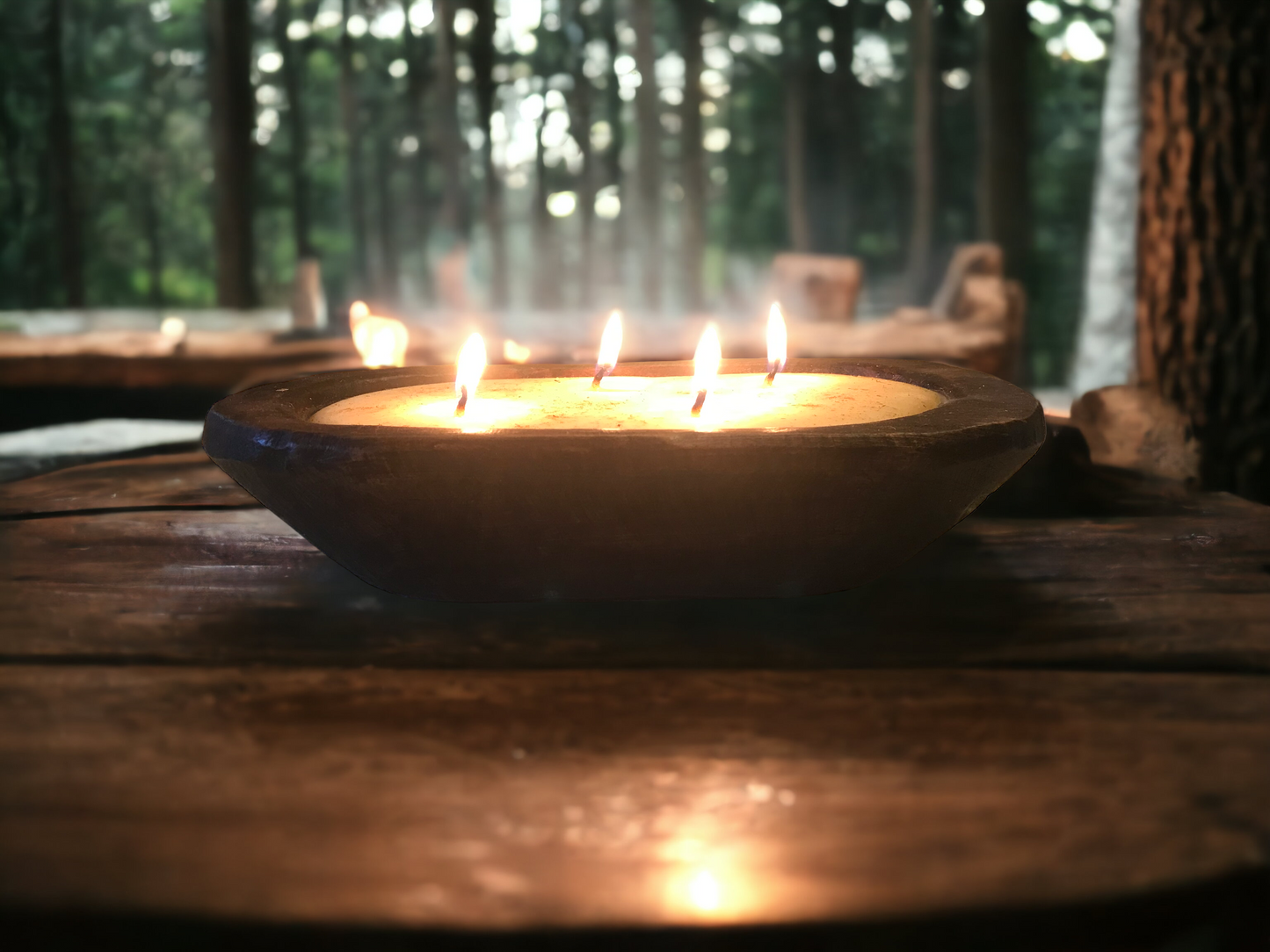 Wooden Dough Bowl Soy Candle