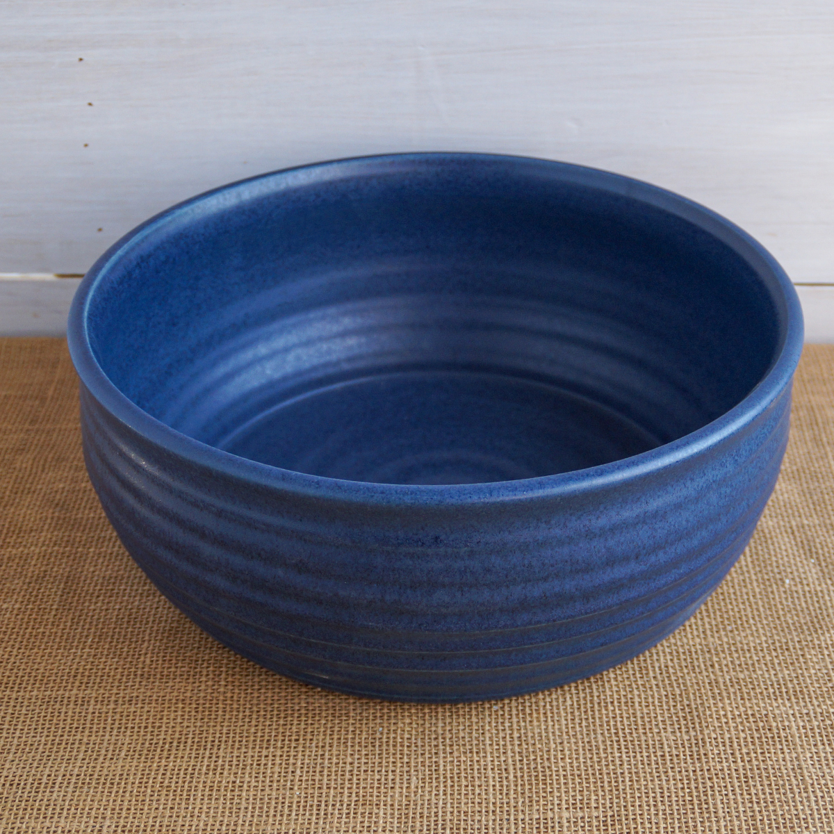 Farmhouse Ridges Serving Bowl - Denim Color - Handmade
