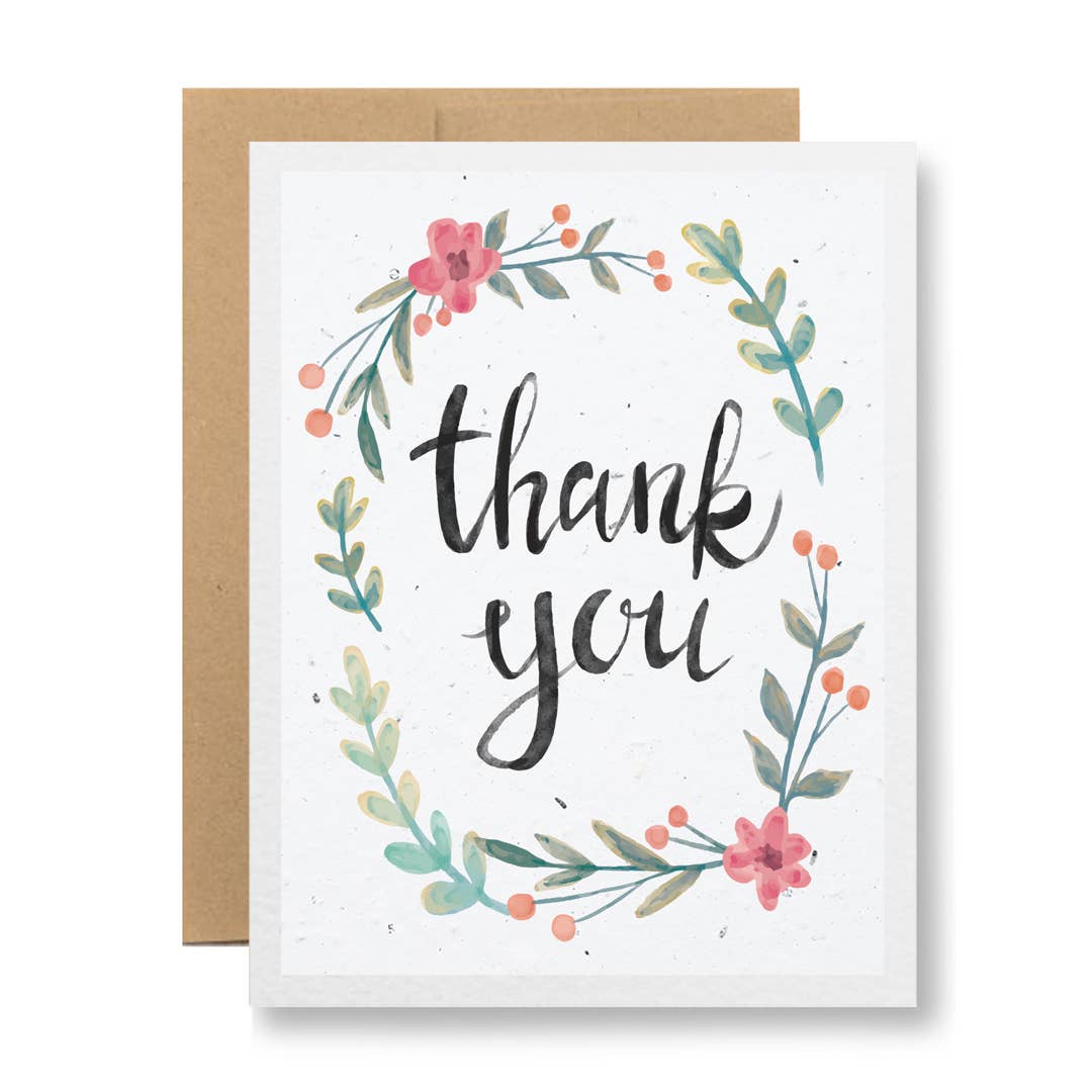 Plantable Greeting Card - Thank you {watercolor flowers}