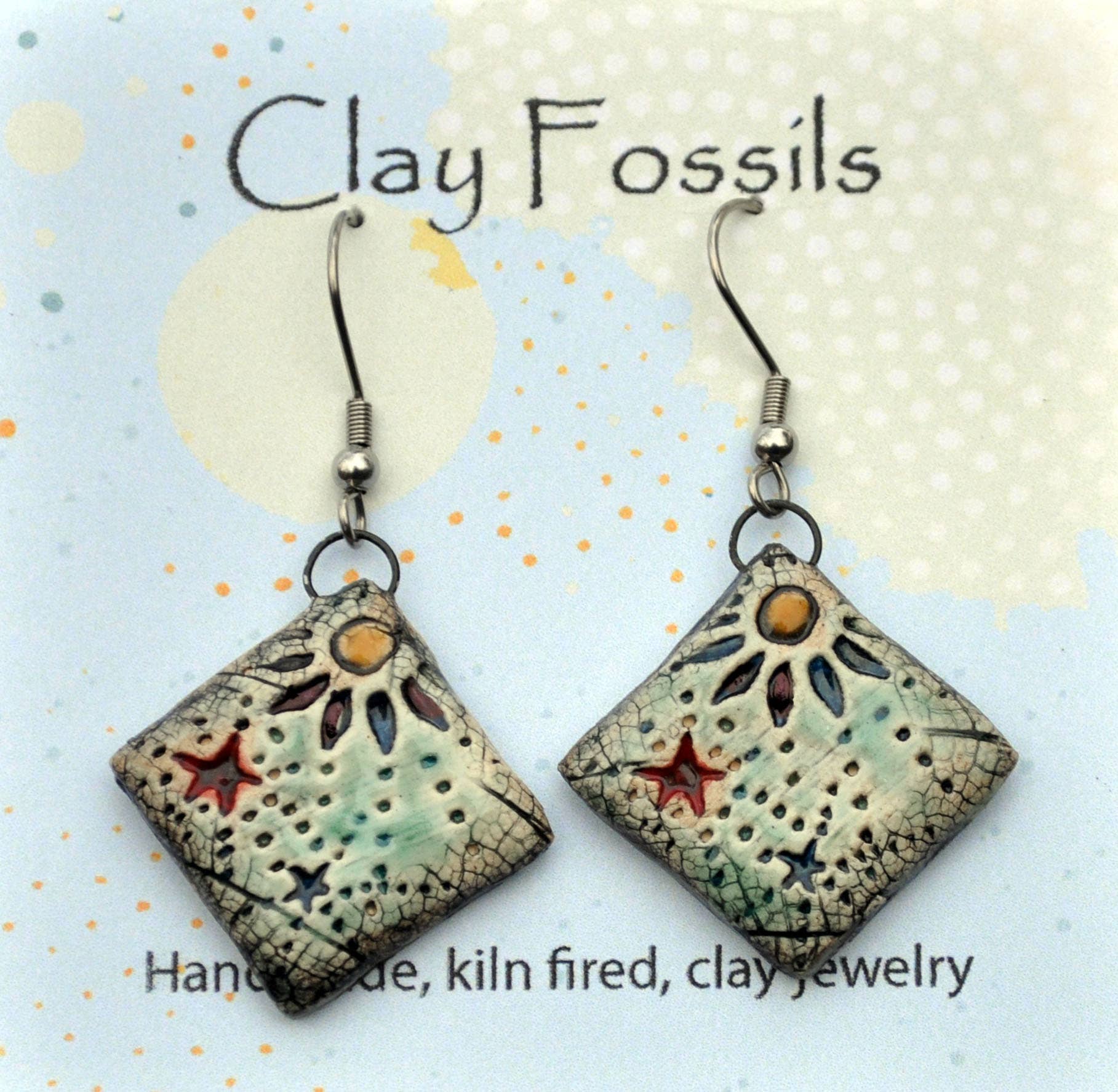 Pottery Earrings BOHO Style Handmade
