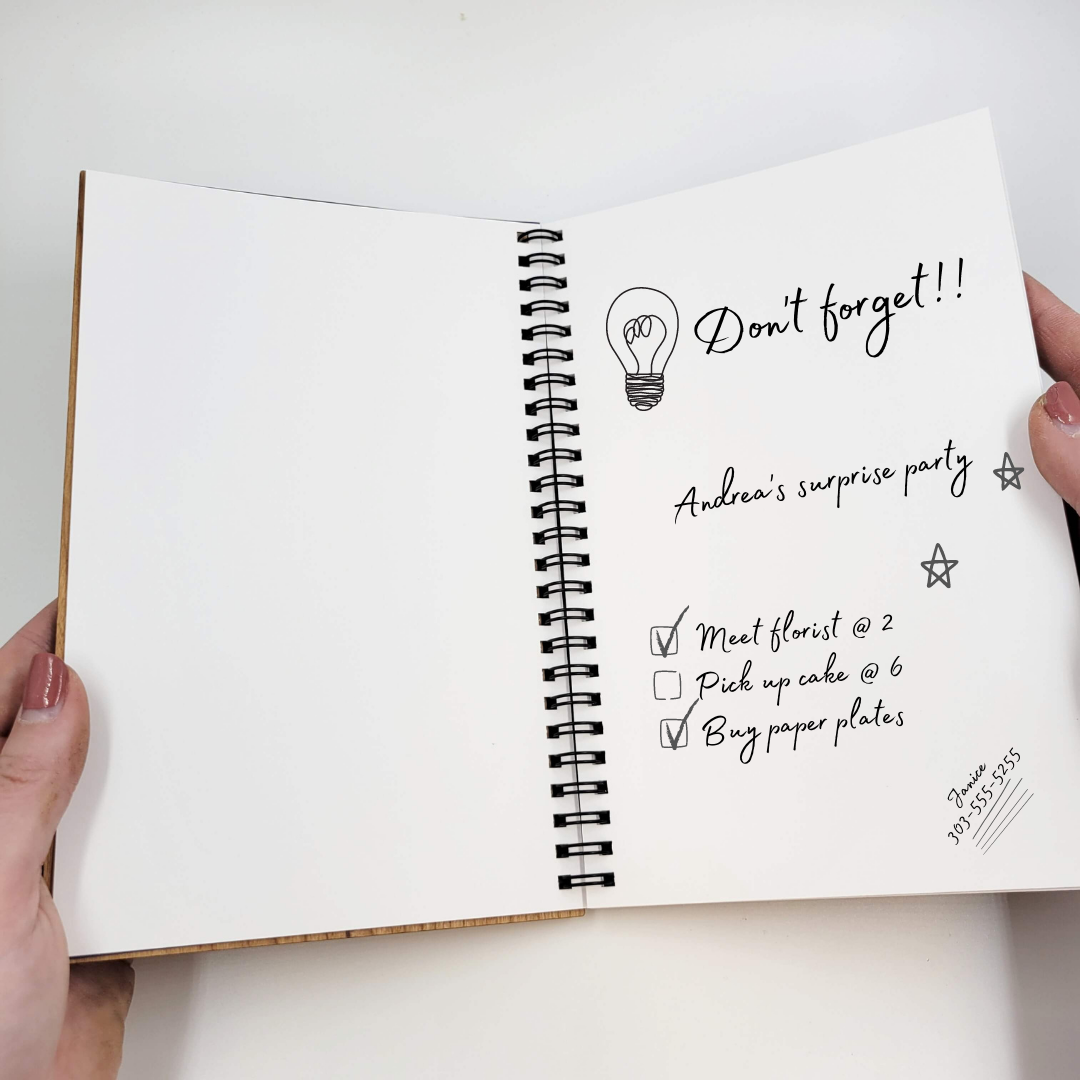 Positive thoughts wood journal - stationery, journals: Blank 
