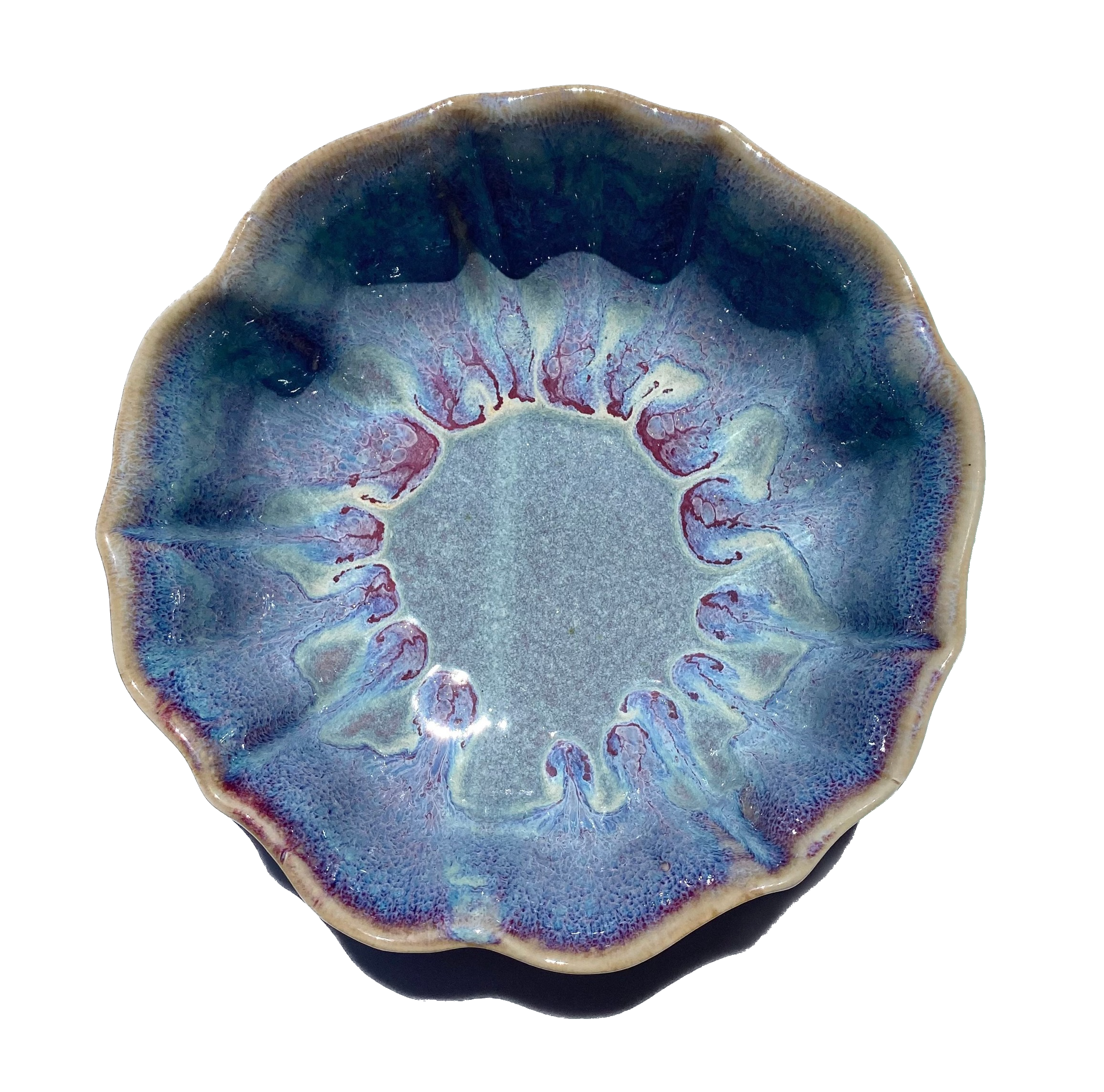 Large Rippled Bowl - Stoneware Pottery: Sunrise