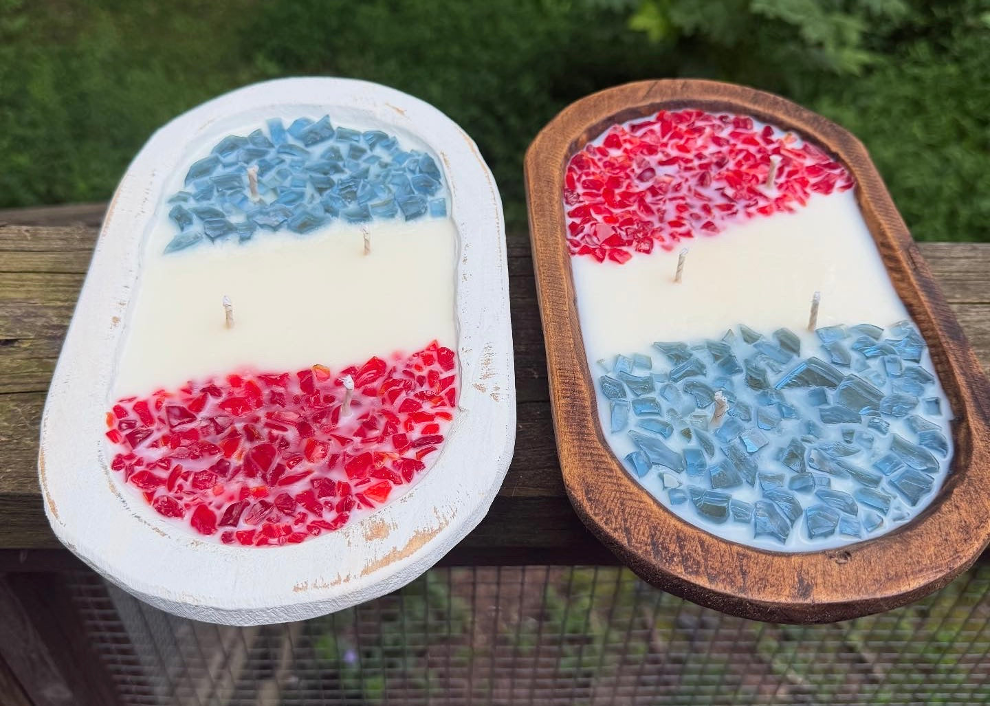 Fire Glass Dough Bowl Soy Candle | Patriotic Theme | USA Candle