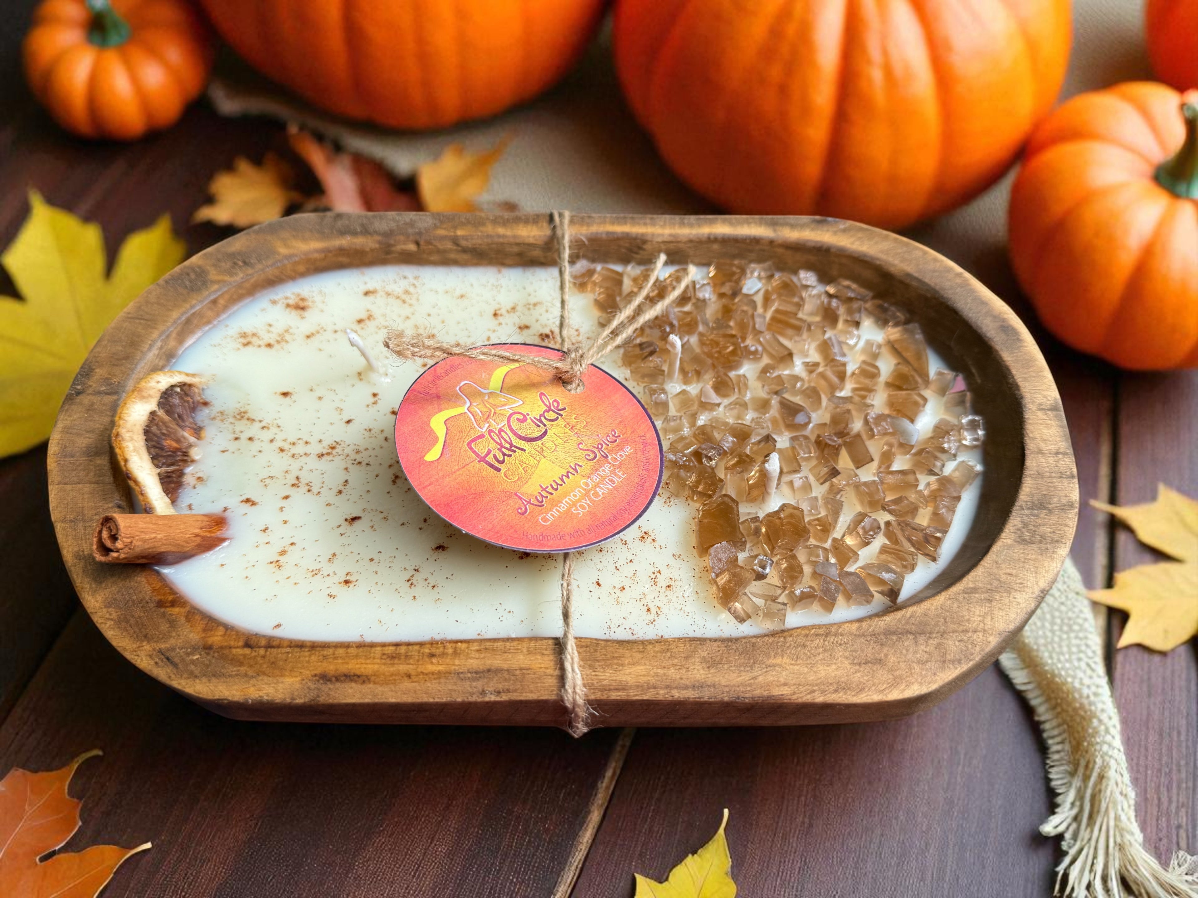 Fire Glass Dough Bowl Candle | Fall/Autumn Theme