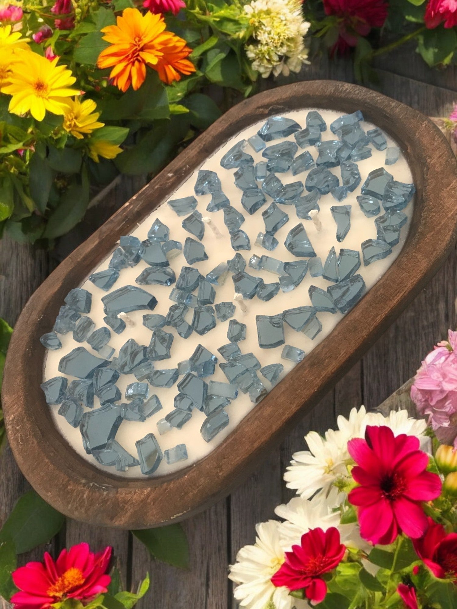 Fire Glass Dough Bowl Candle | Soy Candle | Pick Glass Color and Scent | Spring Scents