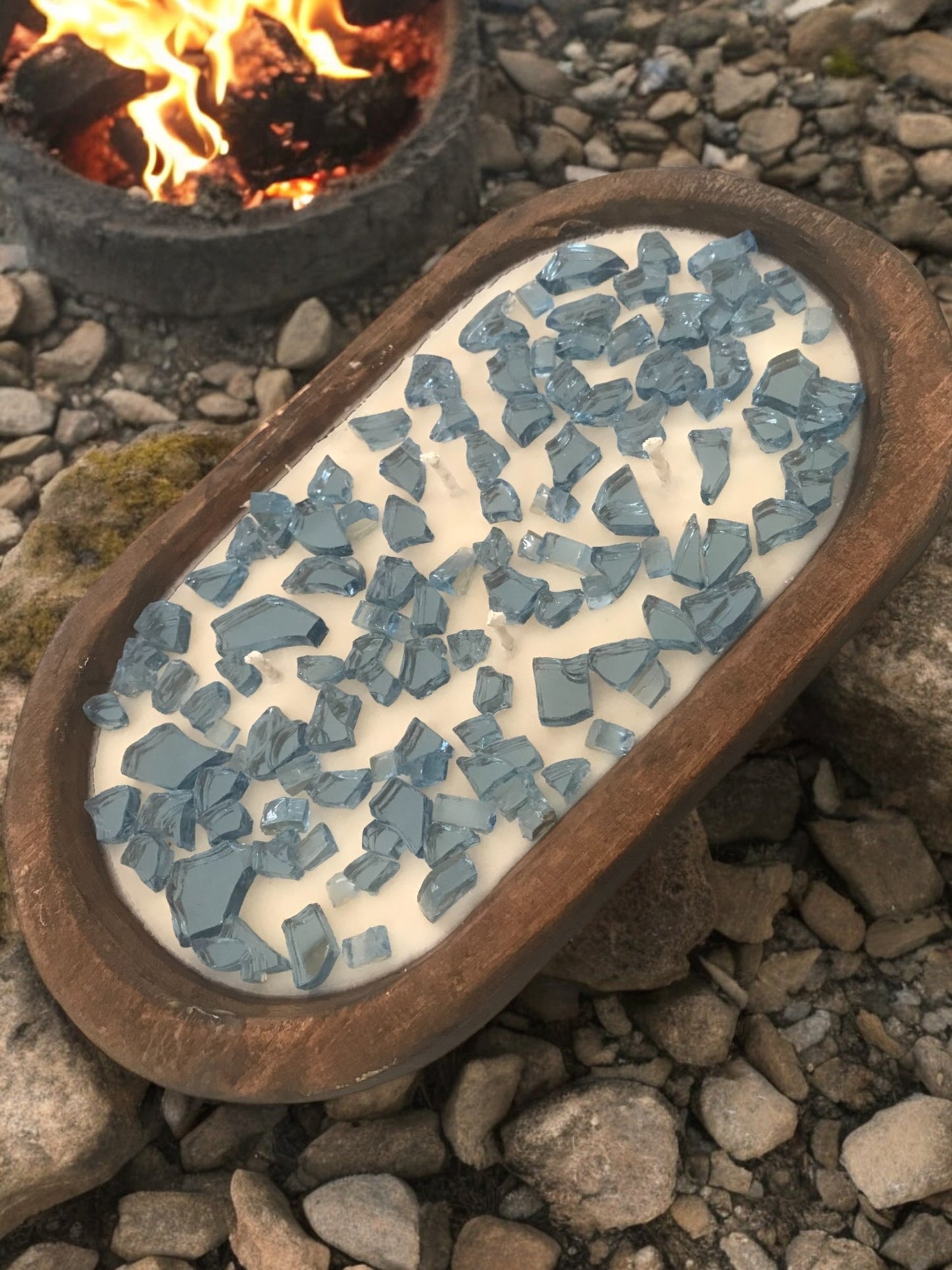 Fire Glass Dough Bowl Candle | Soy Candle | Pick Glass Color and Scent | Yummy Scents