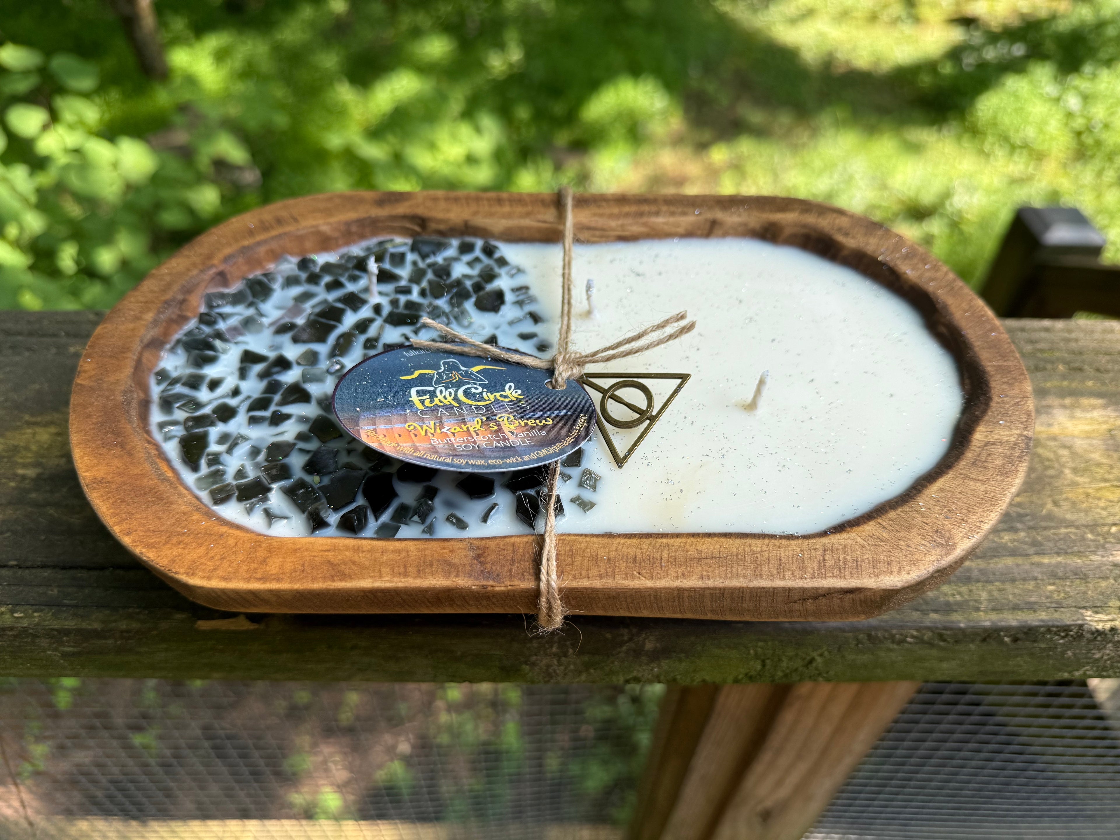 Wooden Dough Bowl Soy Candle | Wizard Theme | Buttery Brew | HP fans | Magical Charm and Pick Your House Colors