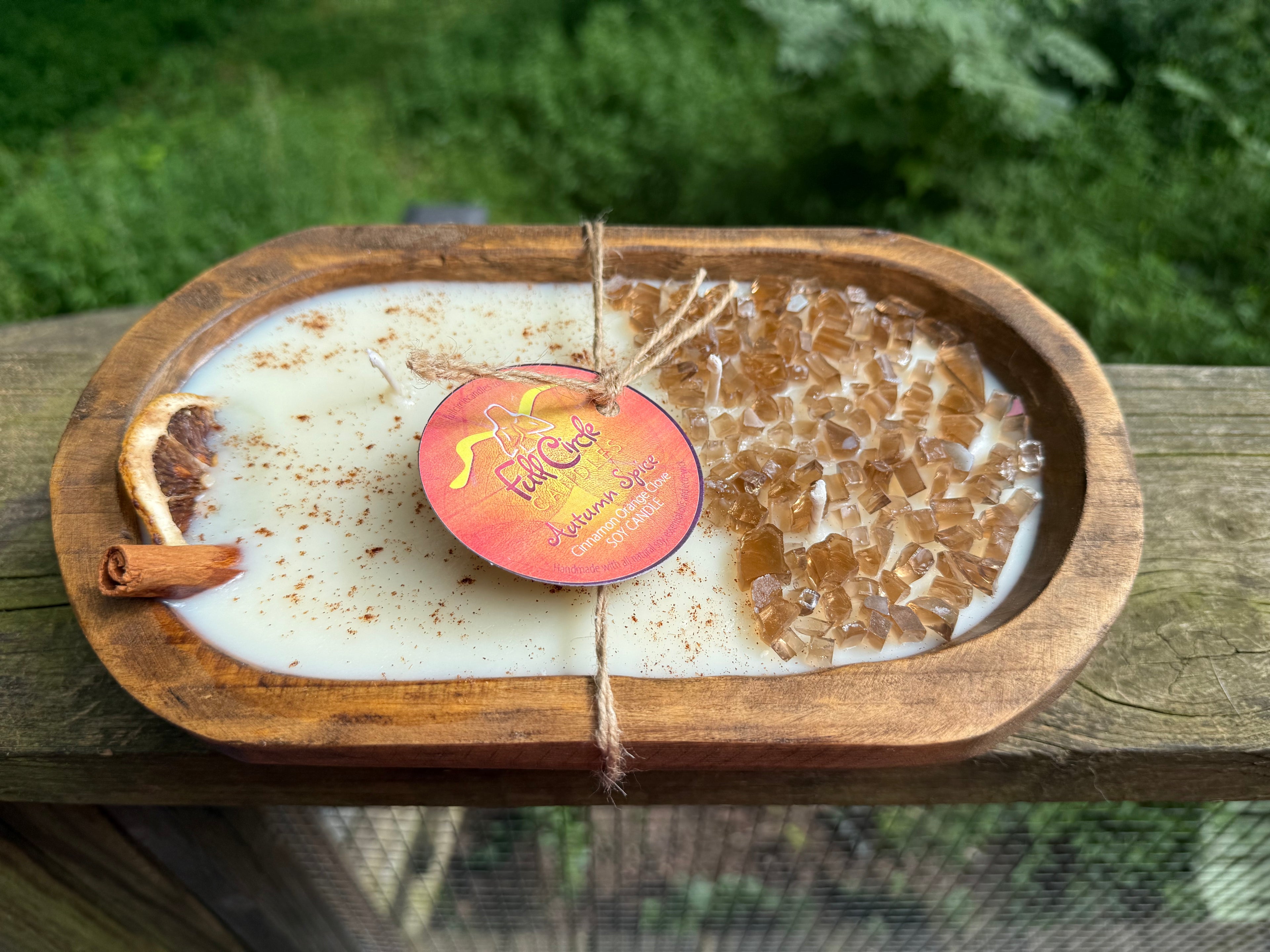 Fire Glass Dough Bowl Candle | Fall/Autumn Theme