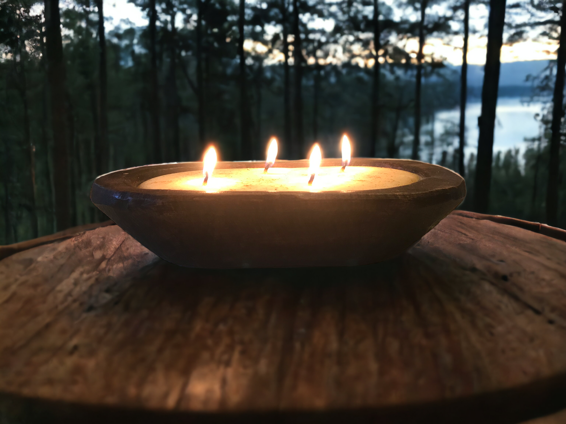 Fall Wooden Dough Bowl Soy Candle