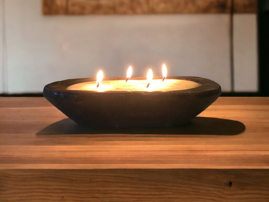 Wooden Dough Bowl Soy Candle