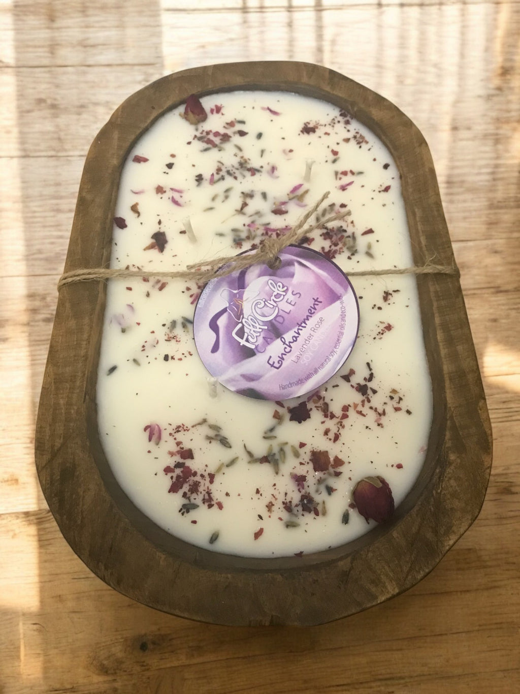 Wooden Dough Bowl Soy Candle | Rustic Decor | Recyclable Bowl