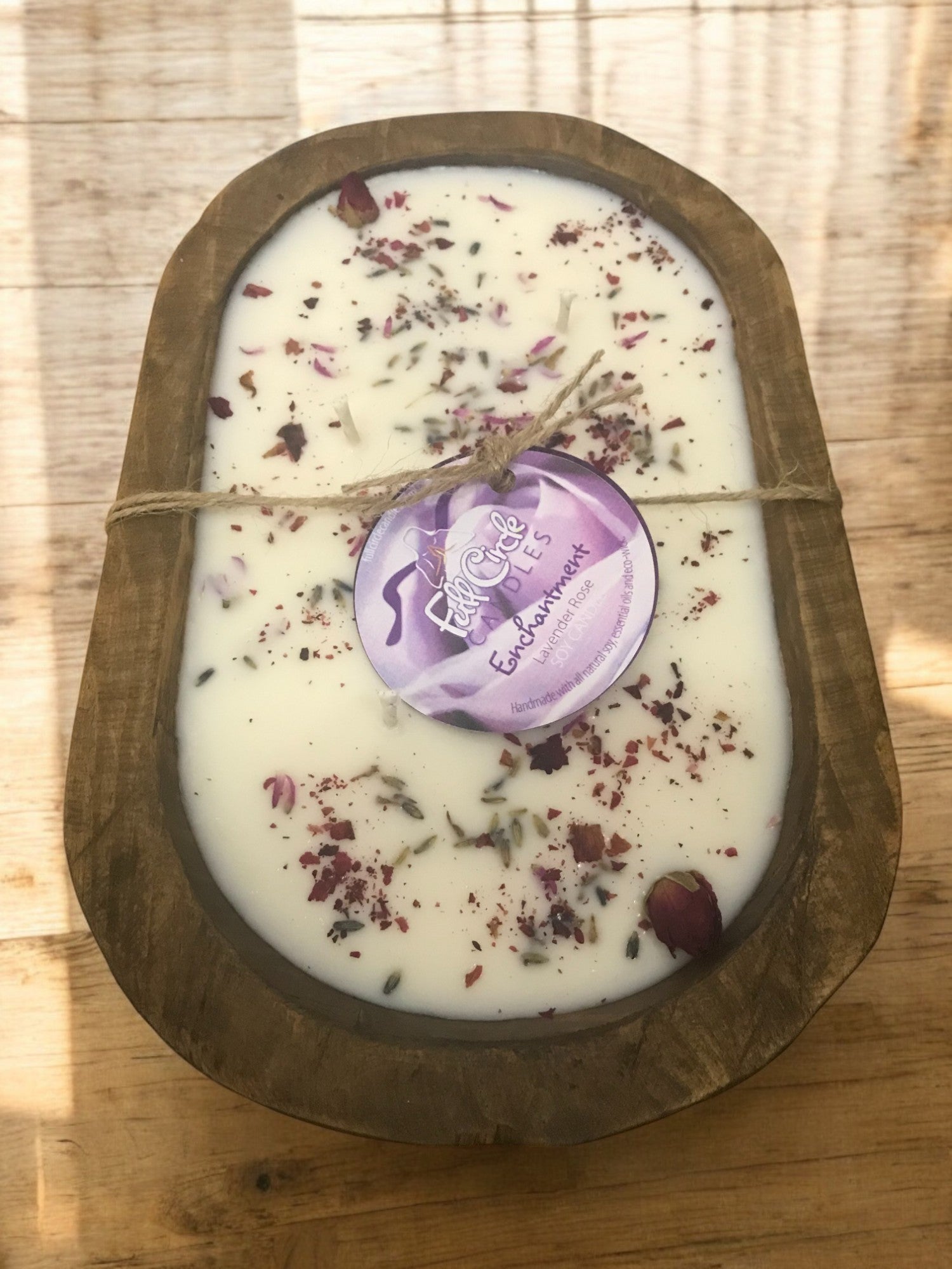 Wooden Dough Bowl Soy Candle | Rustic Decor | Recyclable Bowl