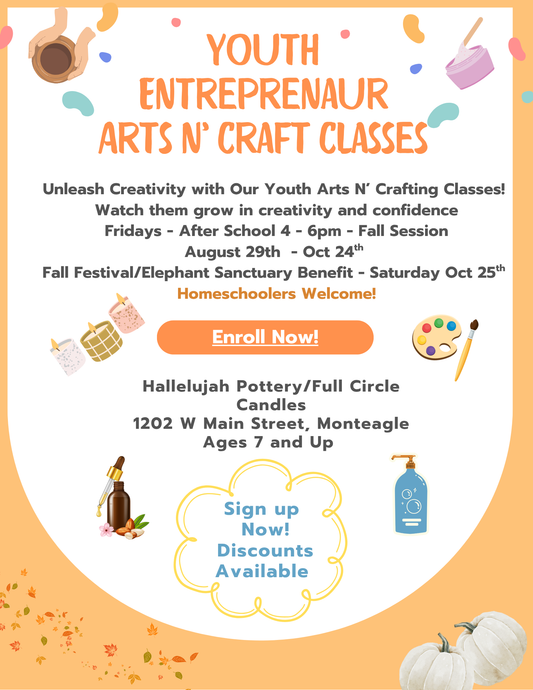 Youth Entrepreneur Arts and Crafts Classes - Fall Session - Every Friday - Aug 29th - October 24th