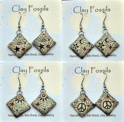 Earrings, Moon and Stars, cosmic, clay, USA
handmade 
