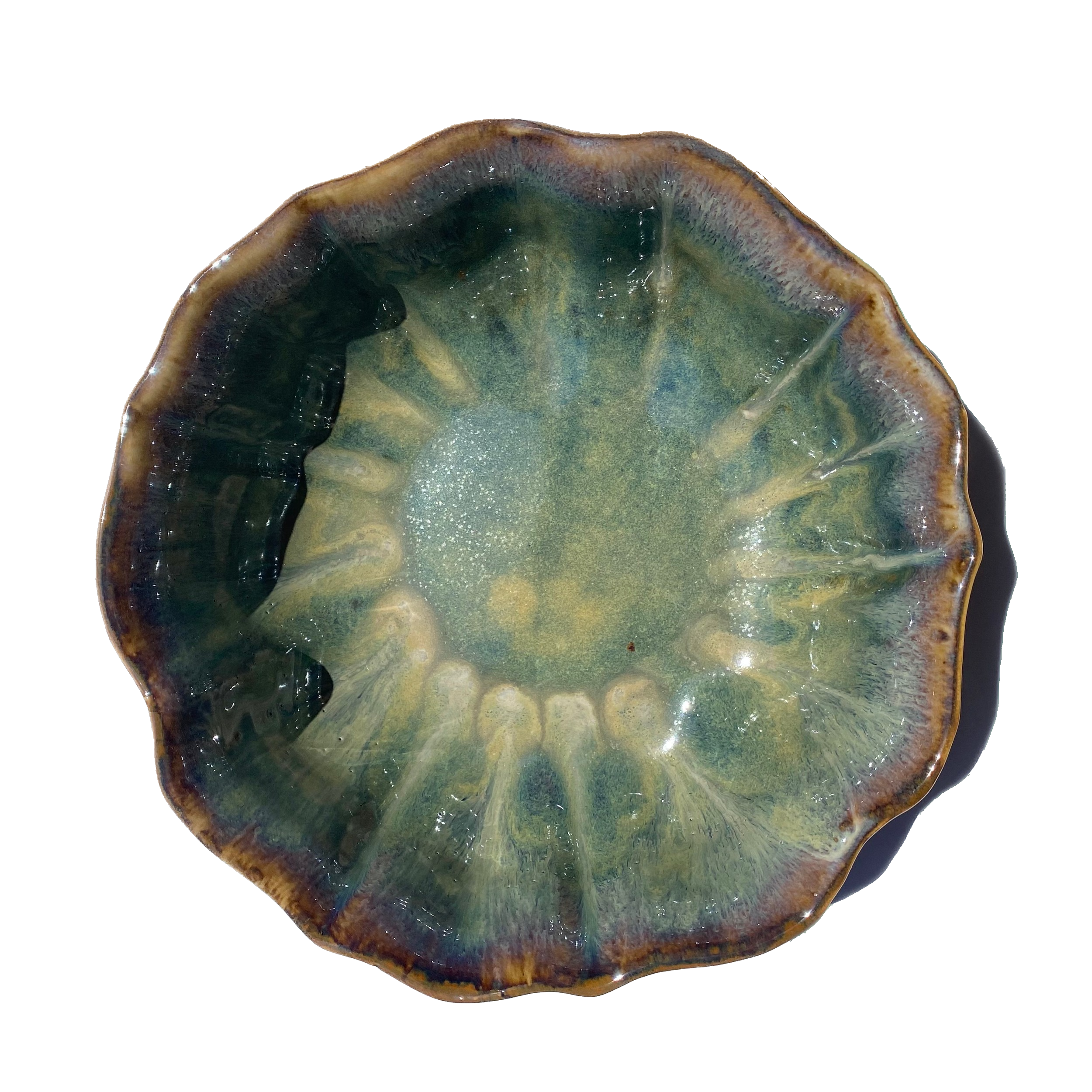 Large Rippled Bowl - Stoneware Pottery: Sunrise