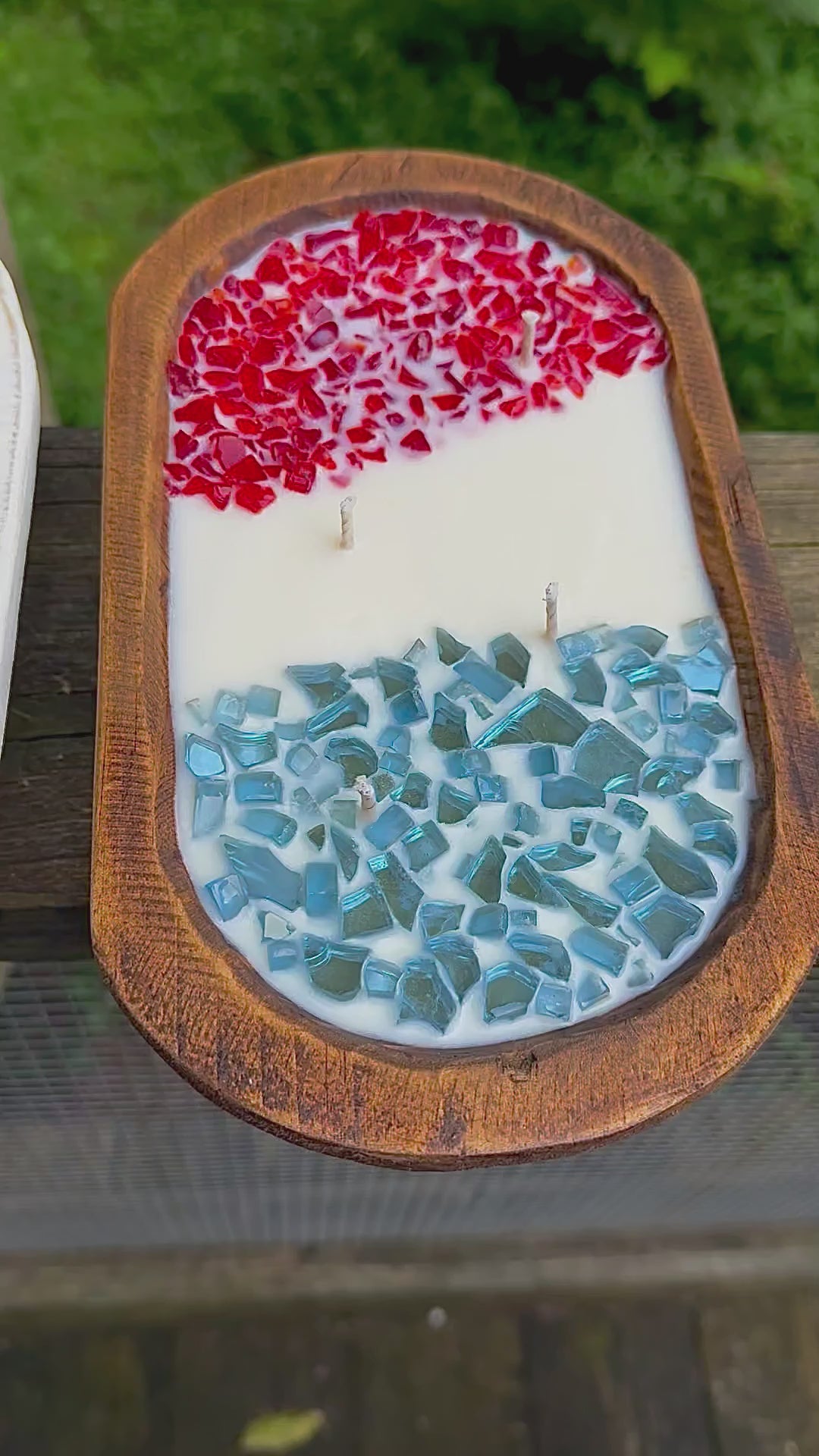 Fire Glass Dough Bowl Soy Candle | Patriotic Theme | USA Candle