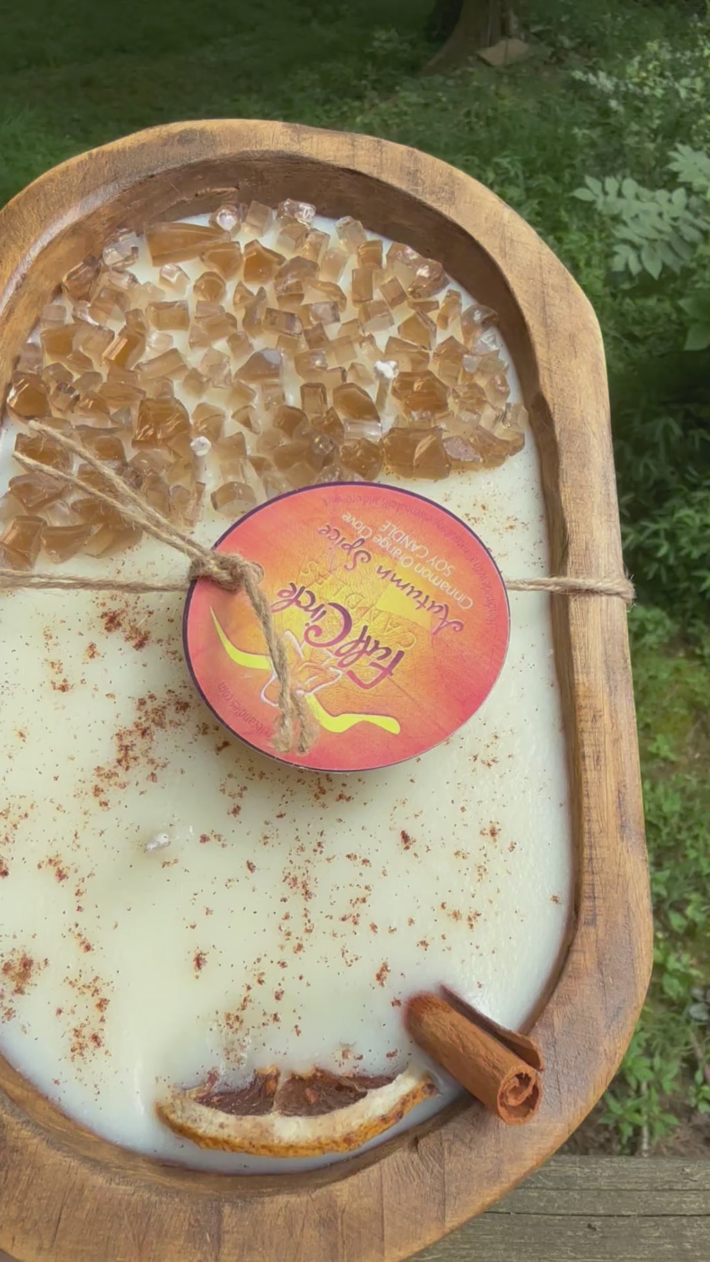 Fire Glass Dough Bowl Candle | Fall/Autumn Theme