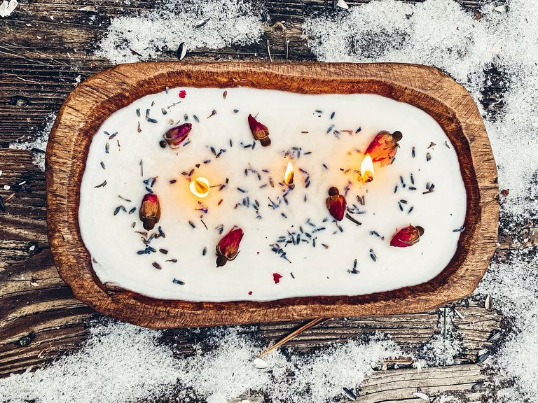 Wooden Dough Bowl Soy Candle