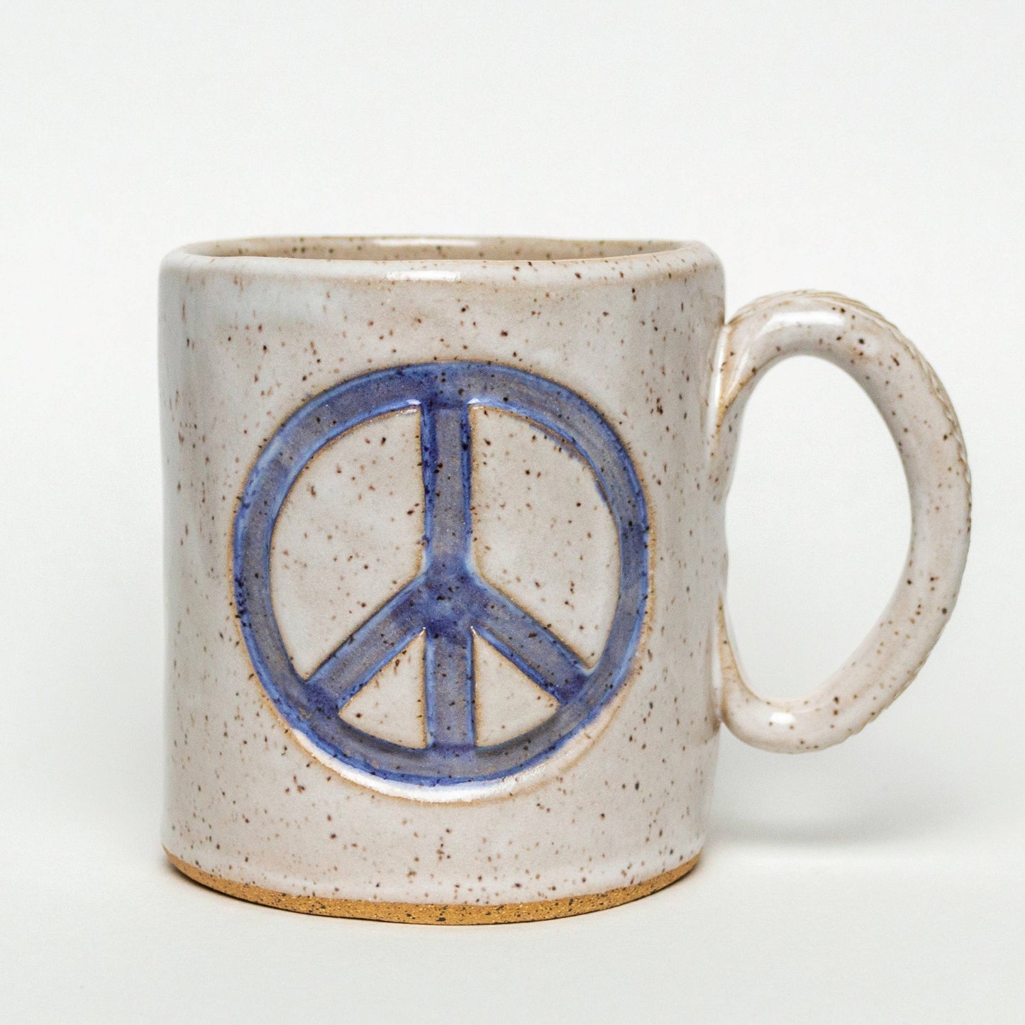Peace Sign Handmade Ceramic Ivory/Purple Peace Sign 14oz Mug