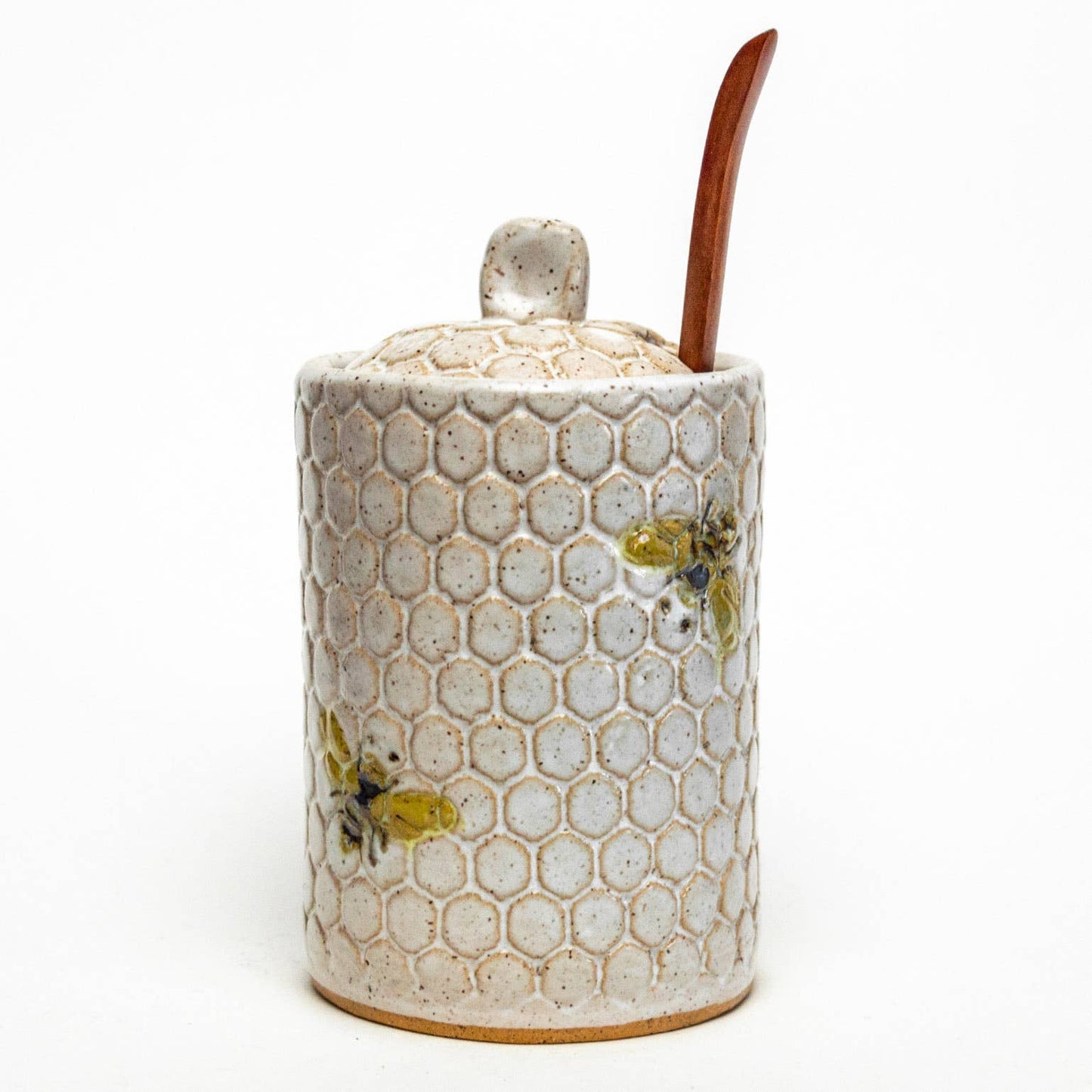 Bee Pattern Handmade Ceramic White Honey Pot / Jar