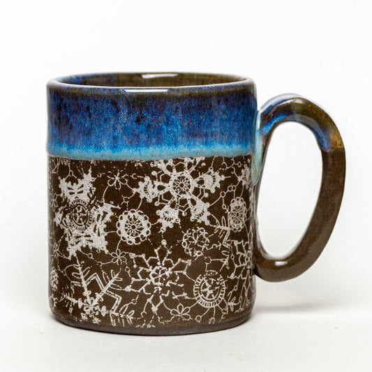 LIMITED Snowflake Chocolate Clay Handmade Ceramic 12oz Mug