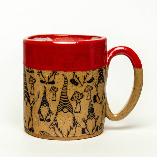 LIMITED Winter Gnome Handmade Ceramic Red 12 oz Mug