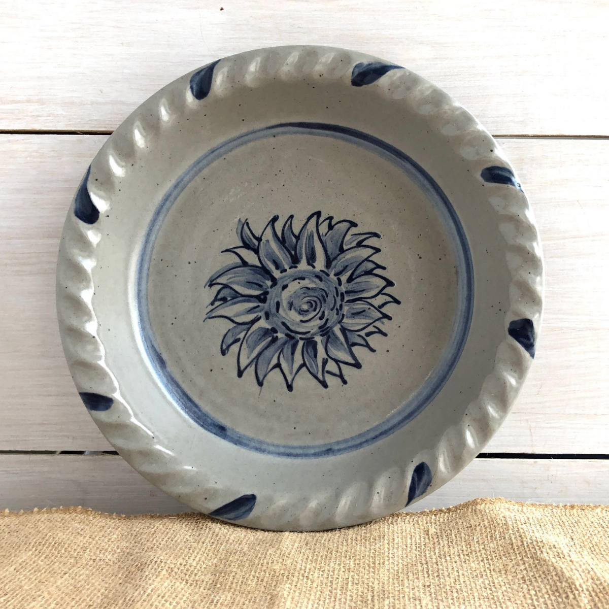 Sunflower Pie Plate - Rowe Pottery Handmade